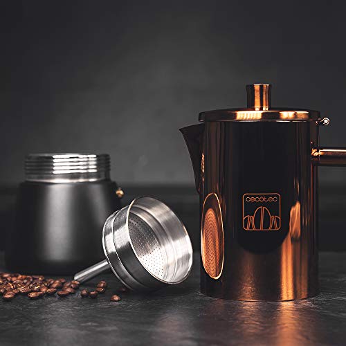 Cecotec - Moking 400 Stainless Steel Coffee Maker, Elegant Design, Dishwasher Safe, Suitable for All Heat Sources