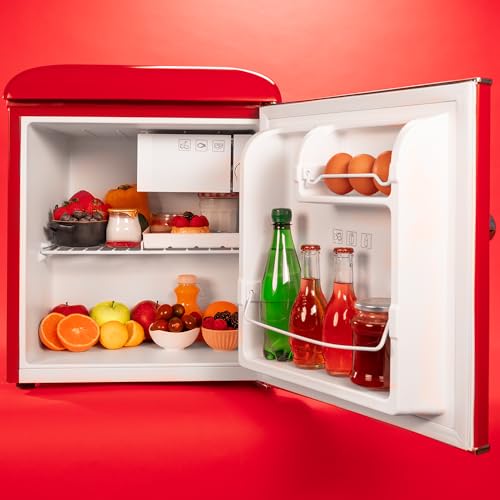 Cecotec - Retro Mini Fridge 45L, Energy Class E, Ice Tray, Chrome Handle