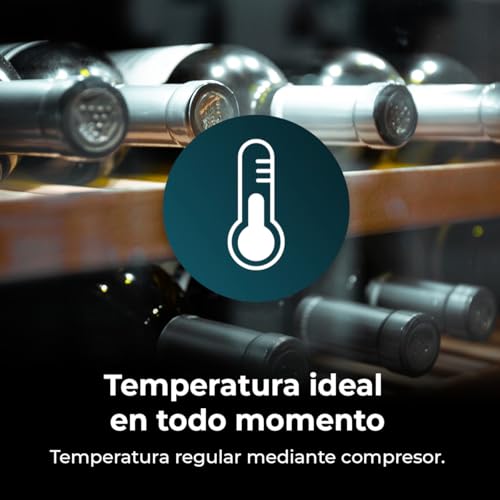 Cecotec - 48 Bottle Bolero GrandSommelier 4850 Wine Refrigerator, Adjustable Temp, LED Lighting, Black Design