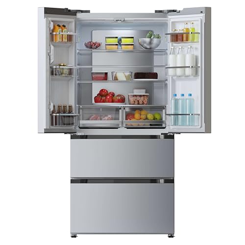 Cecotec - French Door Stainless Steel Refrigerator 510L, Inverter Motor, NoFrost, Fast Cooling