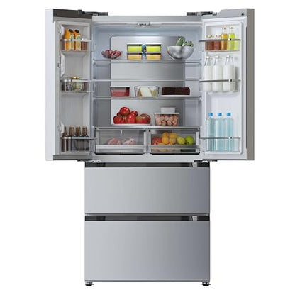 Cecotec - French Door Stainless Steel Refrigerator 510L, Inverter Motor, NoFrost, Fast Cooling