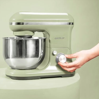 Cecotec - 1200W Green Mixer with 5L Bowl, 6 Speed Levels, Planetary Movement