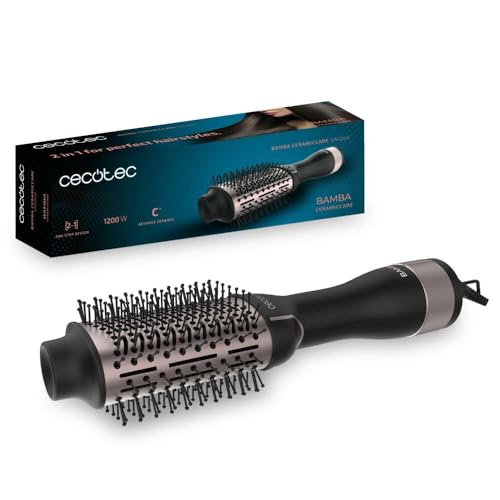 Cecotec Bamba CeramicCare Unique Volume Brush in black with ergonomic design and ceramic coating