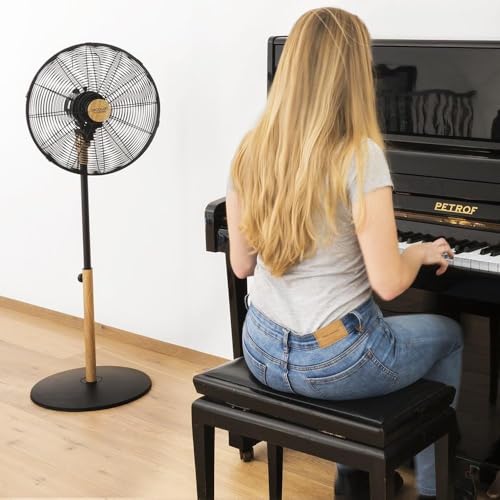 Cecotec - EnergySilence 600 Pedestal Fan, 50W, Wood Finish, 3 Speeds, Oscillation