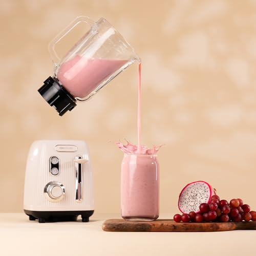 Cecotec Glass Blender Retro Beige - 1200W Power for Smooth Mixtures