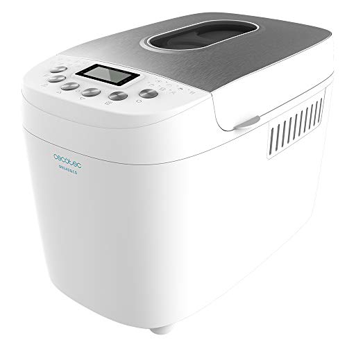 Cecotec Bread&Co 1500 Bread Machine in white with LCD display and accessories