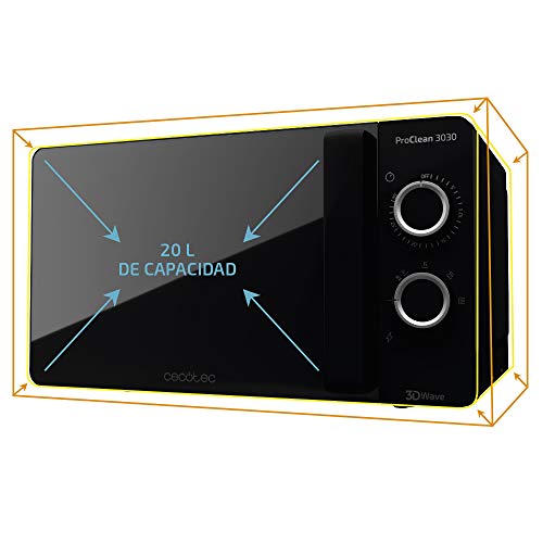 Cecotec - 20L Microwave with Ready2Clean Coating & Elegant Black Design