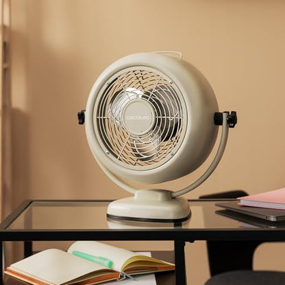 Cecotec - EnergySilence 800 RetroDesk Fan, 20W, 25cm, 2 Speeds, Green