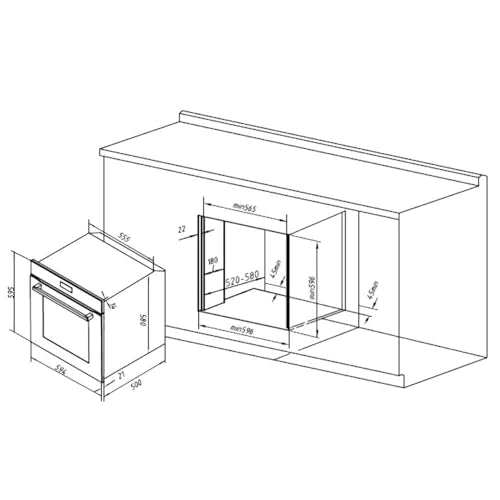 Cecotec - Bolero Hexa C136000 Built-In Oven, 2800W, 77L Capacity, Steam Assist