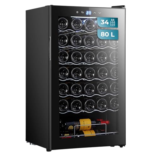 Cecotec Wine Cellar 34 bottles in black with touch control and LED lighting