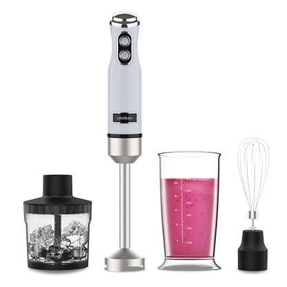 Discover the Cecotec Retro Hand Blender with 1200W power, 4 titanium-coated blades, and adjustable speed. Perfect for blending, mixing, and crushing.