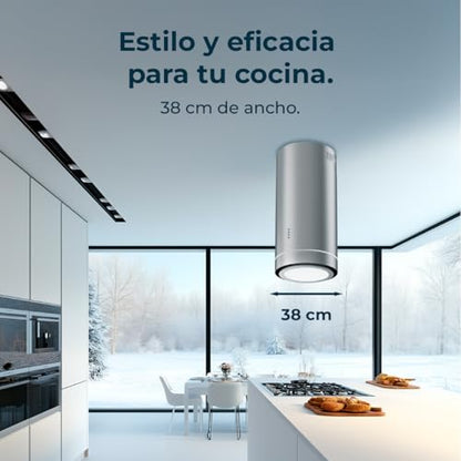 Cecotec - Bolero Flux Ire 388000 38cm A++ Stainless Steel Cooker Hood, 800 m3/h