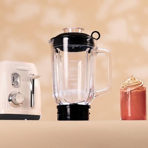 Cecotec Glass Blender Retro Beige - 1200W Power for Smooth Mixtures