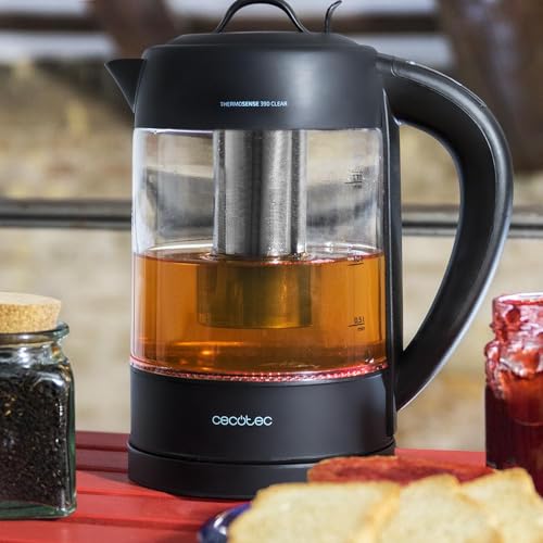 Cecotec ThermoSense Electric Kettle 1.7L in clear borosilicate glass with LED display