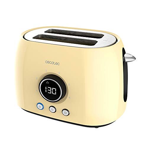 Cecotec Digital ClassicToast 8000 Yellow Toaster with digital display and retro design