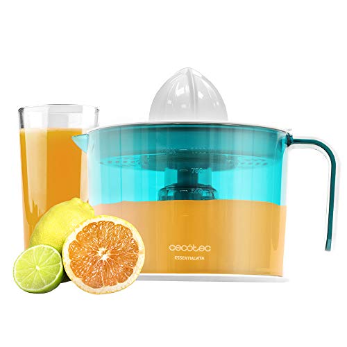 Discover the Cecotec EssentialVita Electric Juicer with adjustable pulp regulator, two removable cones, and drip nozzle. Perfect for fresh citrus juices!