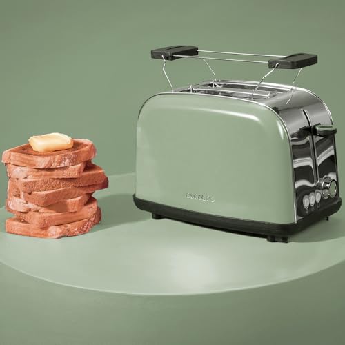 Cecotec Vertical Toaster Toastin' Time 850 Green - 850W Power, Perfect for Thick Bread