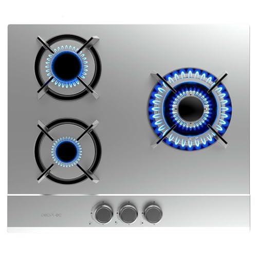 Cecotec Bolero Squad G 3200S stainless steel gas hob with three burners and WOK