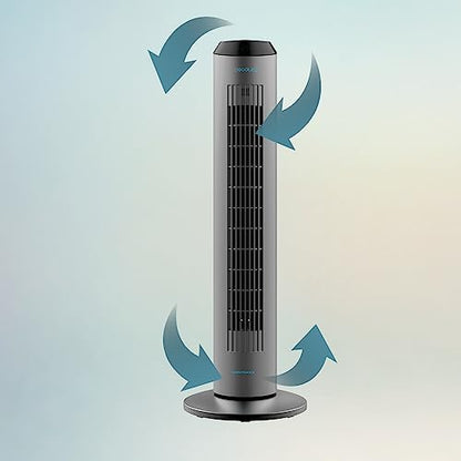 Cecotec - EnergySilence 8190 Skyline Ionic Tower Fan, 60W, 3 Speeds, Remote Control