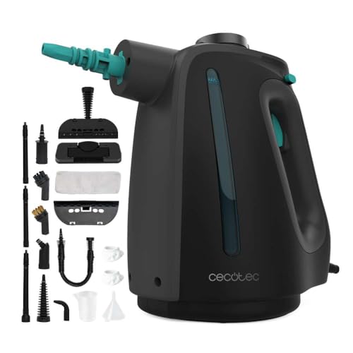 Cecotec Hydrosteam 1300 Rapid Max Steam Cleaner in black with accessories