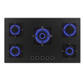 Cecotec 5 Burner Gas Hob in Matt Black Glass with Cast Iron Grills