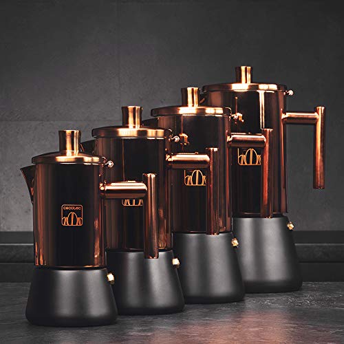 Cecotec - Moking 400 Stainless Steel Coffee Maker, Elegant Design, Dishwasher Safe, Suitable for All Heat Sources