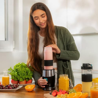 Cecotec - 900W Blender with Titanium Blades & 2 Portable Cups for Smoothies