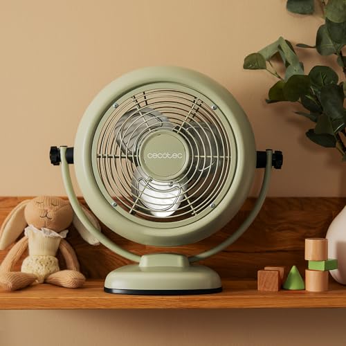 Cecotec - EnergySilence 800 RetroDesk Fan, 20W, 25cm, 2 Speeds, Green