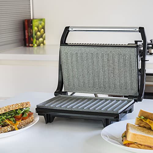 Cecotec - 700W Countertop Griddle with Rockstone Siding, Compact Design