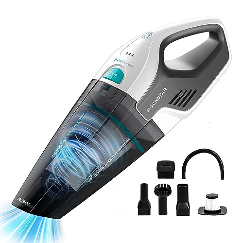 Discover the Cecotec Cordless Handheld Vacuum with 8.4V power, 50W suction, and 20 min autonomy. Ideal for quick clean-ups of solids and liquids. Keywords: cordless vacuum, handheld vacuum, bagless vacuum