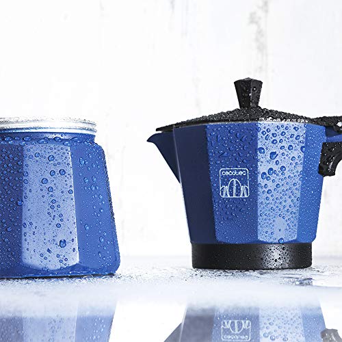 Cecotec Cumbia Mokclassic 300 Blue Aluminium Espresso Maker for 3 Cups - Easy to Clean