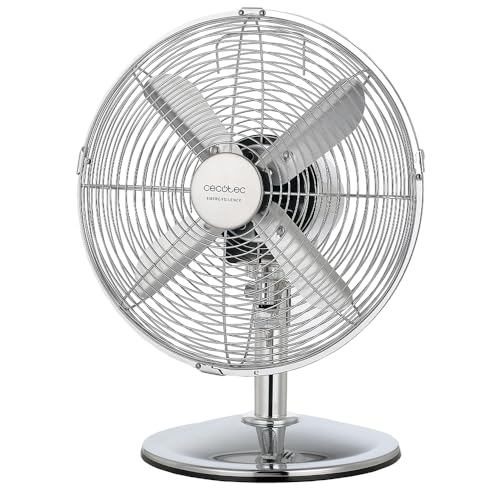 Cecotec EnergySilence 620 RetroDesk Fan with chrome finish and 4 blades
