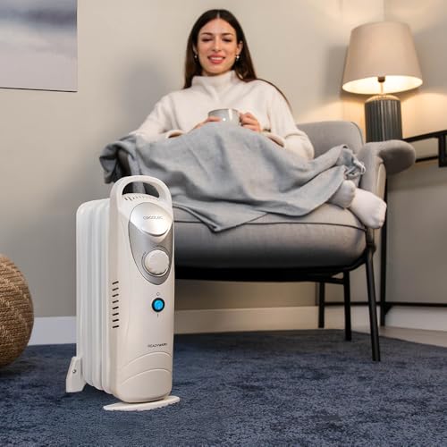 Cecotec - 500W Oil Filled Radiator with 5 Modules, Energy Saving, Safety System