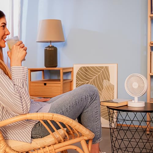 Cecotec - Portable Desk Fan with 2000mAh Battery, 6-Inch Size, Oscillation