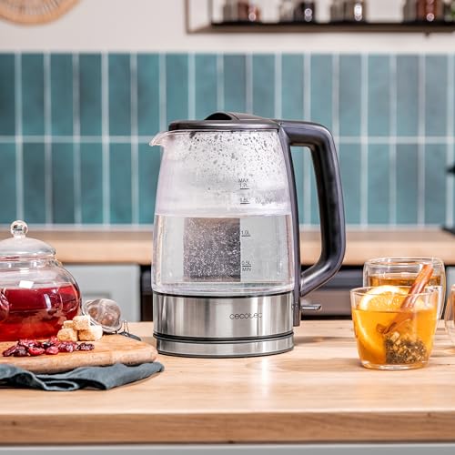 Cecotec ThermoSense 340 Electric Kettle - 1.7L, Durable Glass, 360° Base