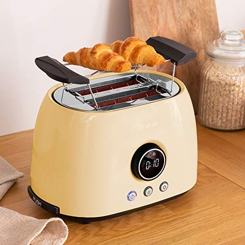 Cecotec Digital ClassicToast 8000 Yellow Toaster - Retro Design With Digital Display