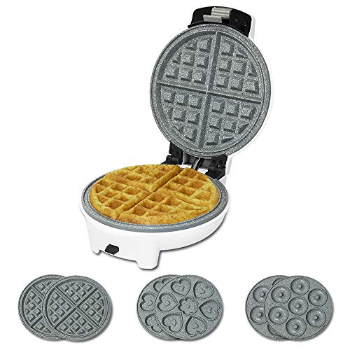 Cecotec Fun Gofrestone 3in1 Waffle Maker with white stone coating and interchangeable plates