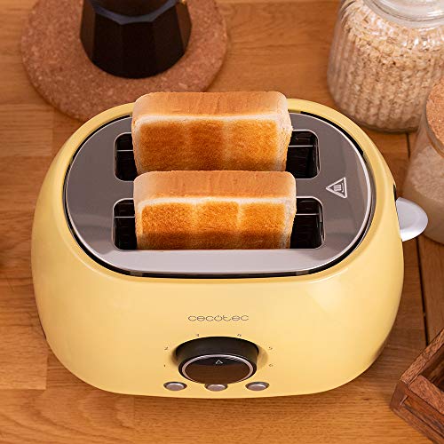 Cecotec Digital ClassicToast 8000 Yellow Toaster - Retro Design With Digital Display