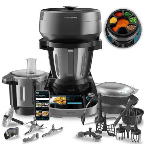 Cecotec Mambo CooKing Total Gourmet Food Processor in black with touchscreen and stainless steel jug
