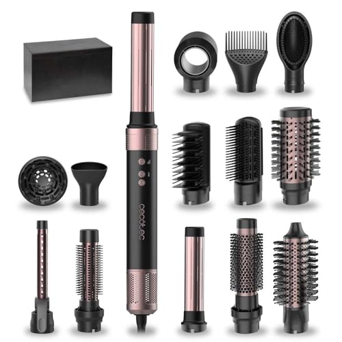 Cecotec Coanda CeramicCare 14in1 AirGlam Heating Brush in black with multiple heads