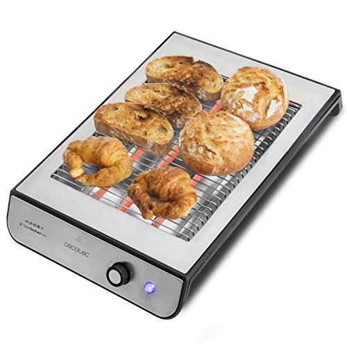 Experience the Cecotec Horizontal Turbo Flat Toaster with 900W power, 6 toast levels, and stainless steel finish. Perfect for quick, delicious toasting! Keywords: flat toaster, 900W toaster, stainless steel toaster