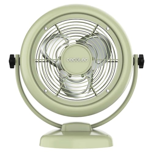 Experience the Cecotec EnergySilence 800 RetroDesk Fan with a powerful 20W motor, 25cm diameter, and 2 speeds. Perfect for cooling your space! Keywords: desk fan, Cecotec, EnergySilence, retro fan, green fan