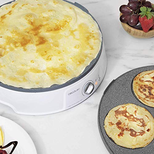 Cecotec - 1200W Crepe Maker with Non-Stick Rockstone Coating & Adjustable Thermostat