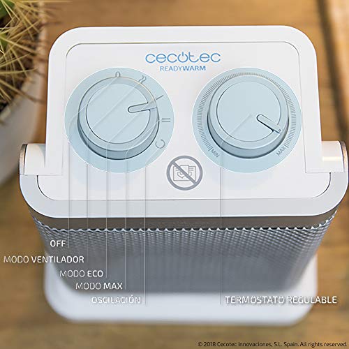 Cecotec - 1500W Oscillating Ceramic Bathroom Heater with Adjustable Thermostat, 3 Modes, Overheating Protection