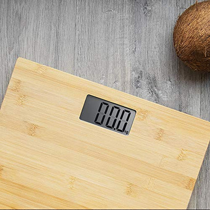 Cecotec - Precision 9300 Digital Bathroom Scales with Eco-Friendly Bamboo Platform, LCD Display, 180 kg Capacity, Includes Tape Measure