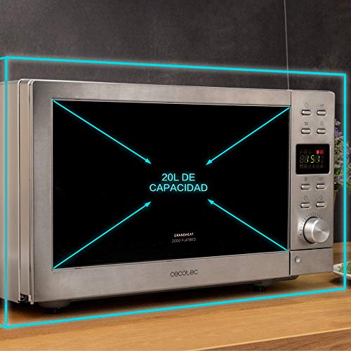 Cecotec GrandHeat 2000 Flatbed Steel Microwave - Spacious Interior for Large Dishes