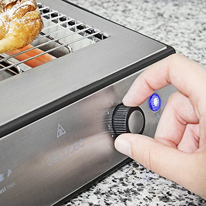 Cecotec - Horizontal Turbo Flat Toaster with 900W Power, 6 Toast Levels, Stainless Steel Finish