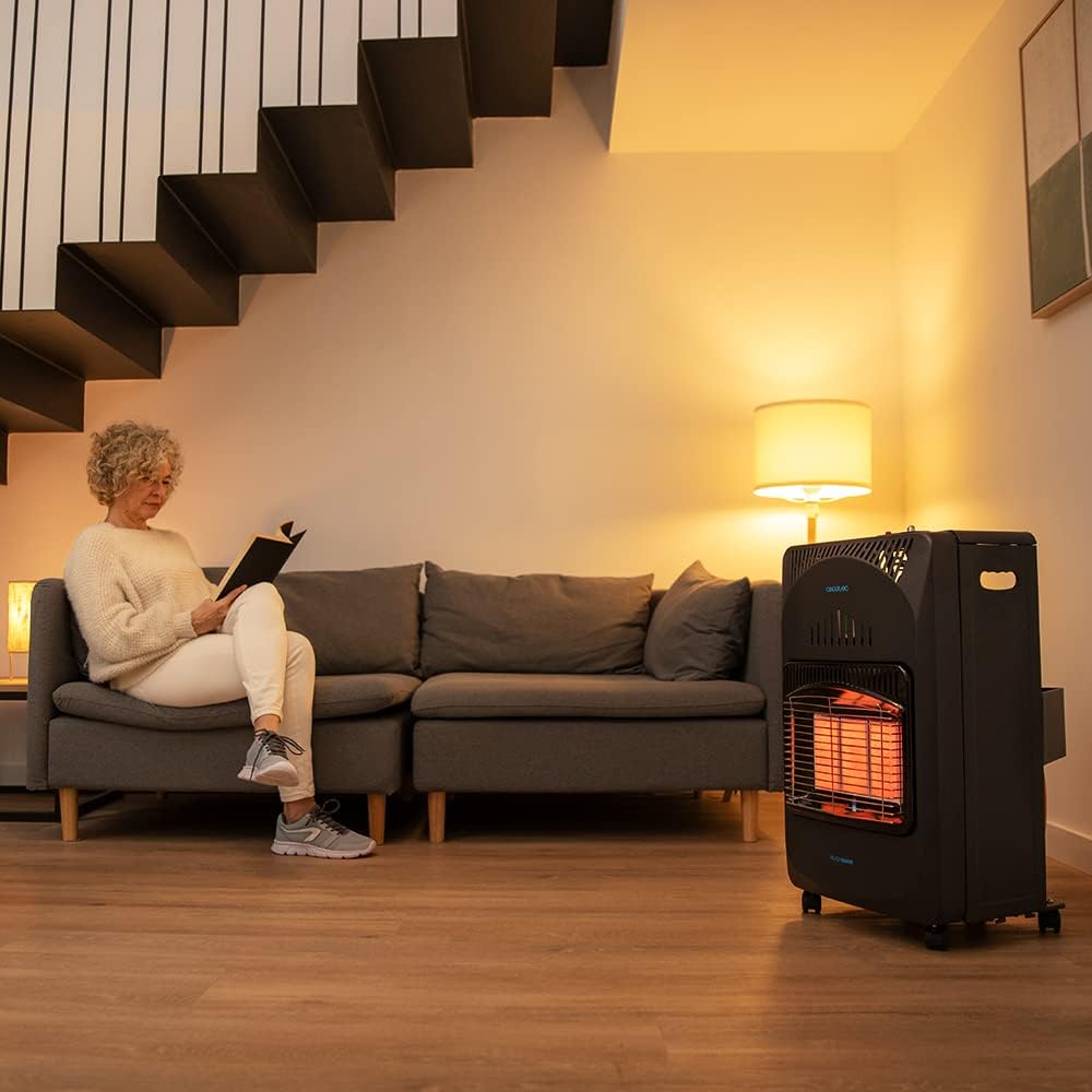 Cecotec - Gas Heater Ready Warm 4000 Slim, 4200W, Adjustable Thermostat, Space-Saving Design