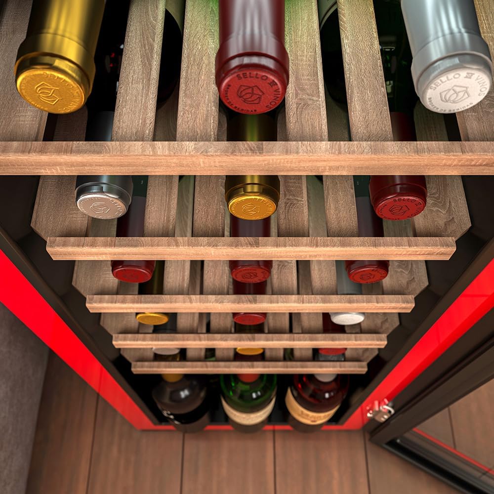 Cecotec - Retro Wine Cellar for 24 Bottles, Beige, LED Display, Low Noise