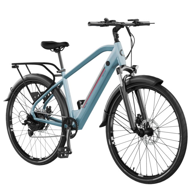 Cecotec Urban Pro Electric Bike featuring 28" wheels, front suspension, and sleek aluminum frame